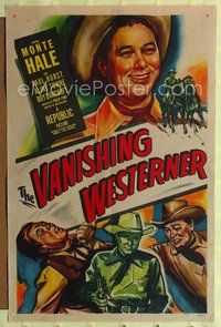 7y953 VANISHING WESTERNER 1sh '50 great artwork images of cowboy Monte Hale!