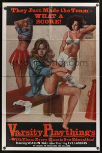 7y954 VARSITY PLAYTHINGS 1sh '79 artwork of sexy cheerleaders undressing in locker room!