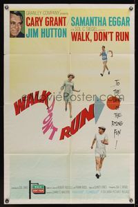 7y963 WALK DON'T RUN 1sh '66 Cary Grant & Samantha Eggar at Tokyo Olympics!