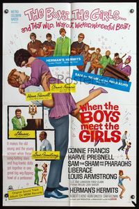 7y970 WHEN THE BOYS MEET THE GIRLS 1sh '65 Connie Francis, Liberace, Herman's Hermits!
