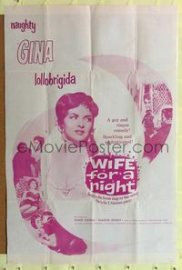 7y973 WIFE FOR A NIGHT 1sh '58 Mario Camerini's Moglie per una notte, naughty Gina Lollobrigida!