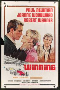 7y979 WINNING 1sh '69 Paul Newman, Joanne Woodward, Indy car racing art by Howard Terpning!