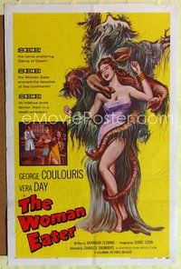 7y981 WOMAN EATER 1sh '59 art of wacky tree monster eating super sexy woman in skimpy outfit!