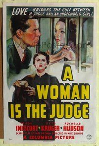 7y982 WOMAN IS THE JUDGE 1sh '39 Frieda Inescort, Otto Kruger, pretty Rochelle Hudson!