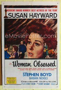 7y983 WOMAN OBSESSED 1sh '59 Susan Hayward, Stephen Boyd