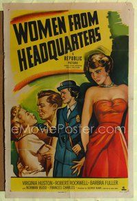 7y984 WOMEN FROM HEADQUARTERS 1sh '50 Virginia Huston, Robert Rockwell, Barbra Fuller!