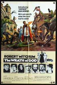 7y988 WRATH OF GOD style A 1sh '72 priest Robert Mitchum is not exactly what the Lord had in mind!