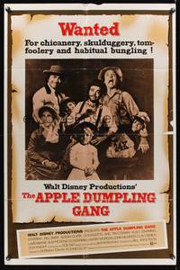 7z031 APPLE DUMPLING GANG wanted 1sh '75 Disney, Don Knotts, Bill Bixby, cool wanted poster design!