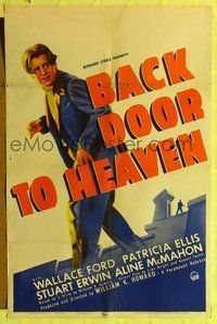 7z037 BACK DOOR TO HEAVEN style A 1sh '39 Patricia Ellis, Stuart Erwin, dramatic art of Wallace Ford