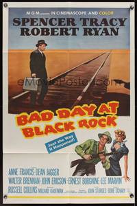 7z039 BAD DAY AT BLACK ROCK 1sh R62 Spencer Tracy tries to find out what did happen to Kamoko!