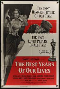 7z066 BEST YEARS OF OUR LIVES awards style A 1sh R54 directed by William Wyler, sexy Virginia Mayo!