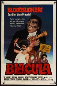 7z077 BLACULA int'l 1sh '72 black vampire William Marshall is deadlier than Dracula, great image!