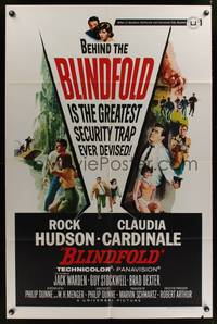 7z078 BLINDFOLD 1sh '66 Rock Hudson, Claudia Cardinale, greatest security trap ever devised!