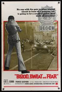 7z082 BLOOD SWEAT & FEAR 1sh '75 cool image of Franco Gasparri pointing gun!