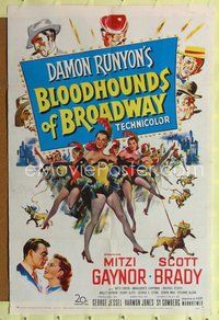 7z083 BLOODHOUNDS OF BROADWAY 1sh '52 Mitzi Gaynor & sexy showgirls, from Damon Runyon story!