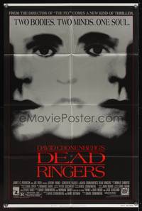 7z188 DEAD RINGERS 1sh '88 Jeremy Irons & Genevieve Bujold, directed by David Cronenberg!