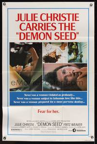 7z206 DEMON SEED style B 1sh '77 Julie Christie is profanely violated by a demonic machine!