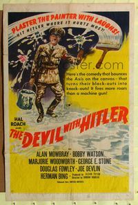 7z217 DEVIL WITH HITLER 1sh '42 WWII, the funniest thing since Adolph grew his mustache!