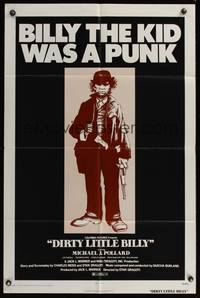 7z225 DIRTY LITTLE BILLY 1sh '72 cool art of Michael J. Pollard as Billy the Kid!