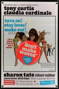 7z241 DON'T MAKE WAVES 1sh '67 Tony Curtis with super sexy Sharon Tate & Claudia Cardinale!