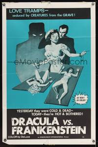 7z258 DRACULA VS. FRANKENSTEIN 1sh '70s love tramps seduced by creatures from the grave!