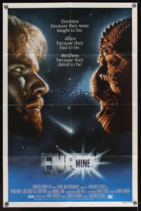 7z297 ENEMY MINE teaser 1sh '85 Dennis Quaid, alien Louis Gossett Jr., Wolfgang Petersen sci-fi!