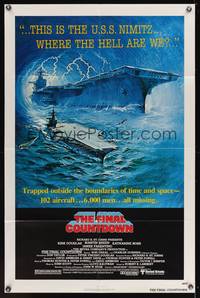 7z320 FINAL COUNTDOWN 1sh '80 cool sci-fi artwork of the U.S.S. Nimitz aircraft carrier!