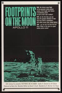 7z348 FOOTPRINTS ON THE MOON 1sh '69 the real story of the Apollo 11, cool image of moon landing!