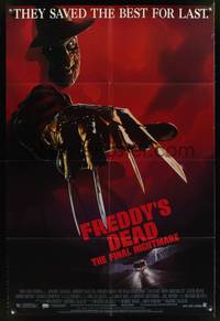 7z357 FREDDY'S DEAD 1sh '91 great close up of Robert Englund as Freddy Krueger!
