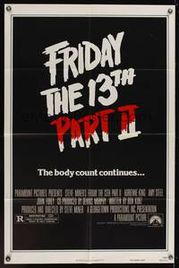 7z359 FRIDAY THE 13th PART II advance teaser 1sh '81 summer camp slasher horror sequel!