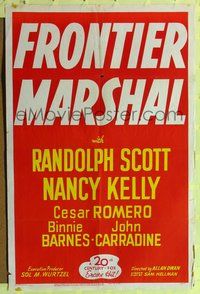 7z372 FRONTIER MARSHAL 1sh R48 Randolph Scott as Wyatt Earp taming Tombstone!