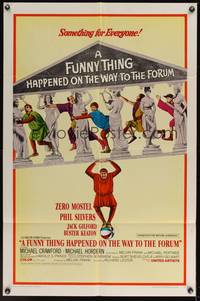 7z376 FUNNY THING HAPPENED ON THE WAY TO THE FORUM style A 1sh '66 wacky Zero Mostel & cast!