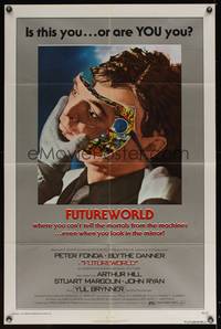 7z378 FUTUREWORLD full color style 1sh '76 where you can't tell the mortals from the machines!
