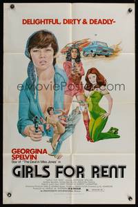7z399 GIRLS FOR RENT 1sh '74 I Spit on Your Corpse, art of sexy bad girl Georgina Spelvin!