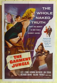 7z388 GARMENT JUNGLE 1sh '61 Lee J. Cobb, the whole naked truth about New York's garment center!