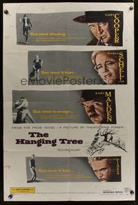 7z426 HANGING TREE 1sh '59 cool portraits of Gary Cooper, Maria Schell & Karl Malden!