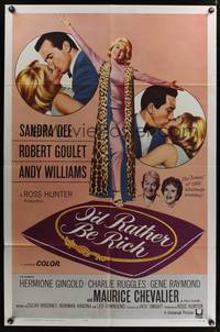 7z475 I'D RATHER BE RICH 1sh '64 sexy Sandra Dee between Robert Goulet & Andy Williams!