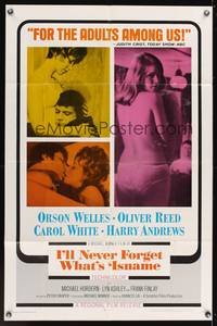 7z476 I'LL NEVER FORGET WHAT'S'ISNAME 1sh '68 Orson Welles, sexy Carol White, Michael Winner!