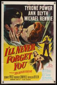 7z477 I'LL NEVER FORGET YOU 1sh '51 Tyrone Power travels back in time to meet Ann Blyth!