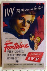 7z498 IVY 1sh '47 utterly EVIL bad girl Joan Fontaine, pity the men in her life!