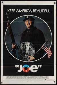 7z504 JOE 1sh '70 Peter Boyle w/shotgun, American flag, and hippie target, drugs!