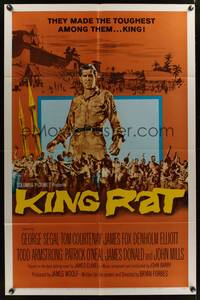7z521 KING RAT 1sh '65 art of George Segal & Tom Courtenay, James Clavell, World War II POWs!