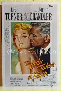 7z531 LADY TAKES A FLYER 1sh '58 art of Jeff Chandler with sexy Lana Turner!