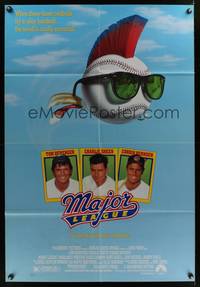 7z572 MAJOR LEAGUE 1sh '89 Charlie Sheen, Tom Berenger, wacky art of baseball with mohawk!