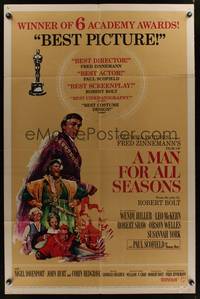 7z578 MAN FOR ALL SEASONS style C 1sh '67 Paul Scofield, Robert Shaw, Best Picture Academy Award!