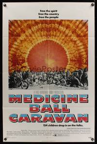 7z594 MEDICINE BALL CARAVAN 1sh '71 rock 'n' roll, cool image of crowd of hippies & tie-dye!