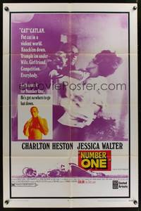 7z652 NUMBER ONE 1sh '69 alcoholic football player Charlton Heston has nowhere to go but down!