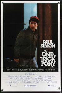 7z671 ONE TRICK PONY 1sh '80 great c/u of Paul Simon holding guitar in case, rock & roll!