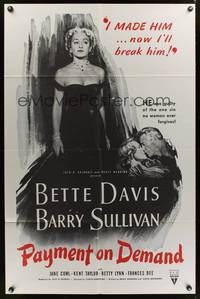 7z680 PAYMENT ON DEMAND military 1sh R60s art of Bette Davis, who made and will break Barry Sullivan