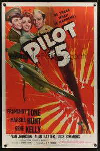 7z682 PILOT #5 1sh '42 pretty Marsha Hunt between aviators Gene Kelly & Franchot Tone, cool art!
